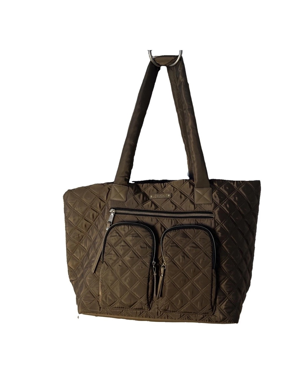 NWOT Joan & David 21 inch Taupe Quilted Diamond travel with pockets and hook